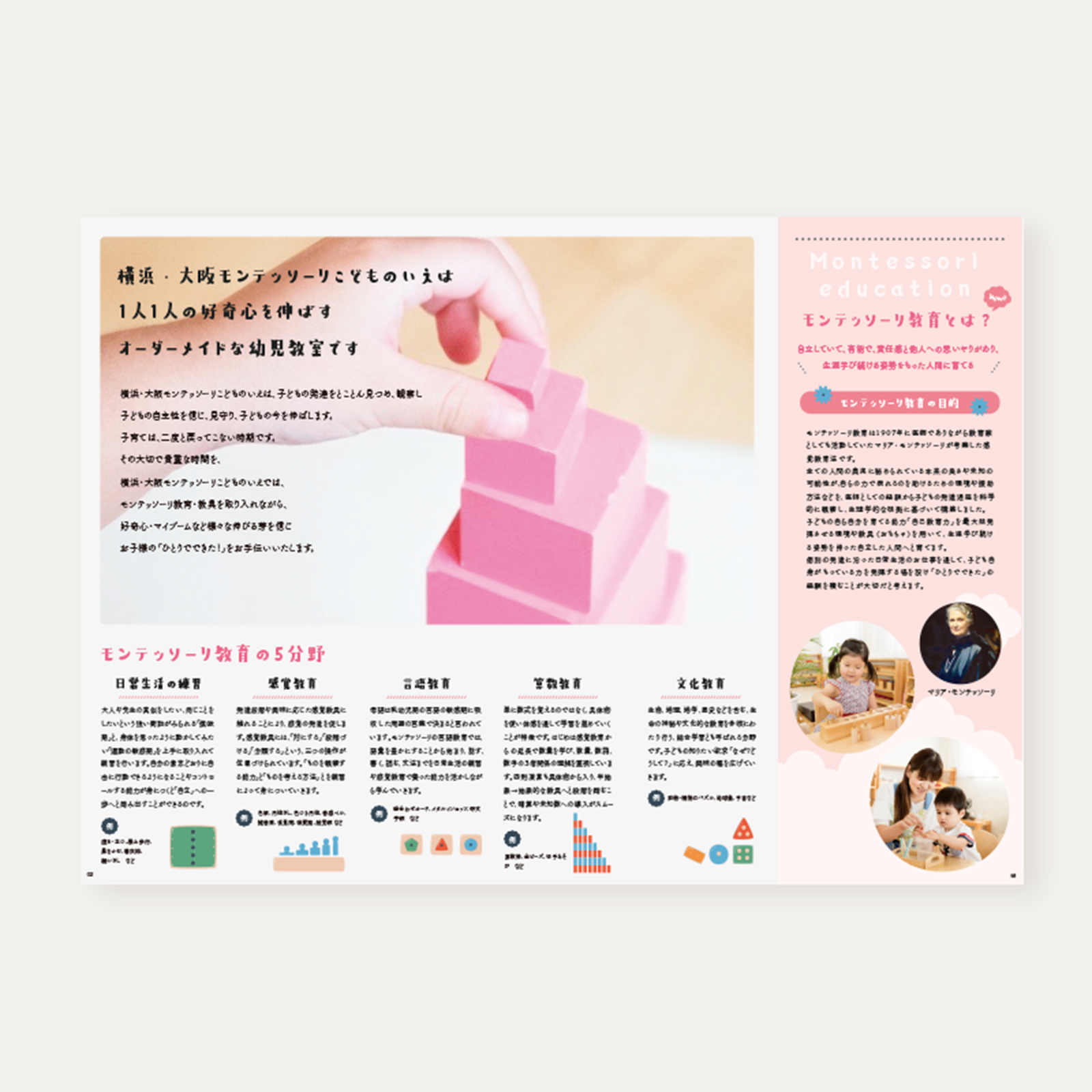 横浜・大阪モンテッソーリ こどものいえ入園説明会冊子