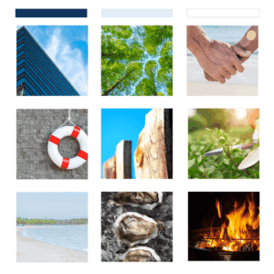 金沢臨海サービスのロゴ制作に使用されたイメージ写真の一覧（自然、海、街など）